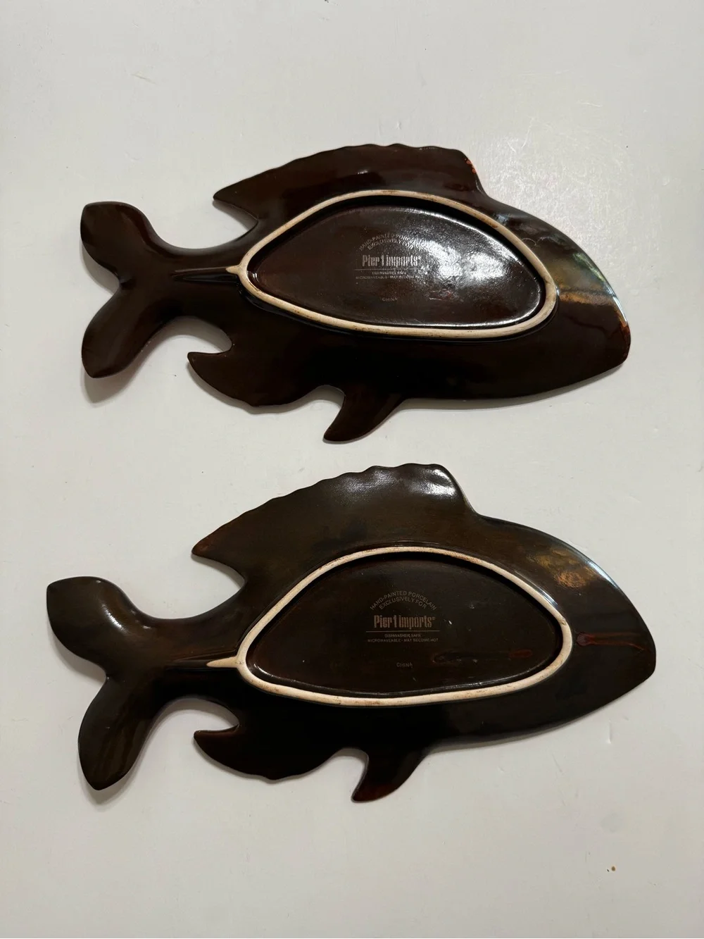 Vintage Pier 1 Imports Set of 2 Ceramic Fish Plates